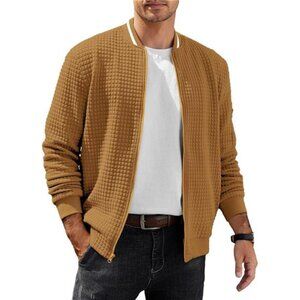 Mens Casual Jacket Lightweight Bomber Coat Camel